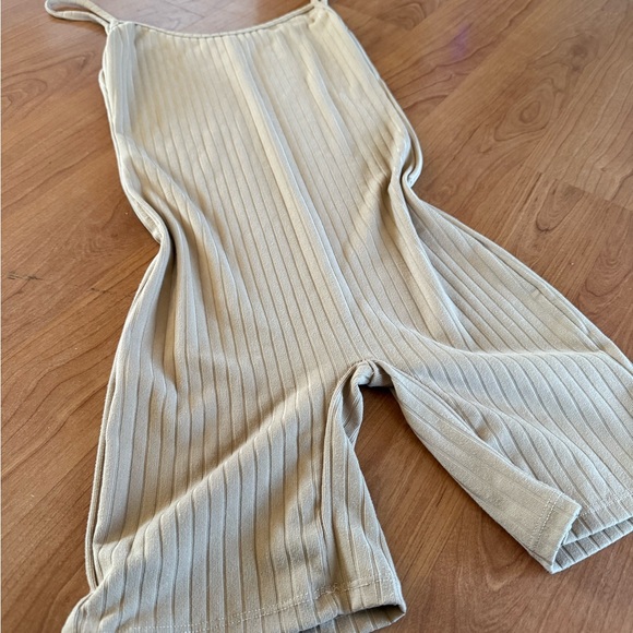 Beige Ribbed Jumpsuit - Picture 2 of 3